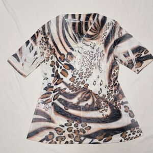 Mushka by Sienna Rose Animal Print Blouse Half Sleeve Size Large